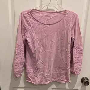 Talbots Light Purple Lace Sleeve Blouse
